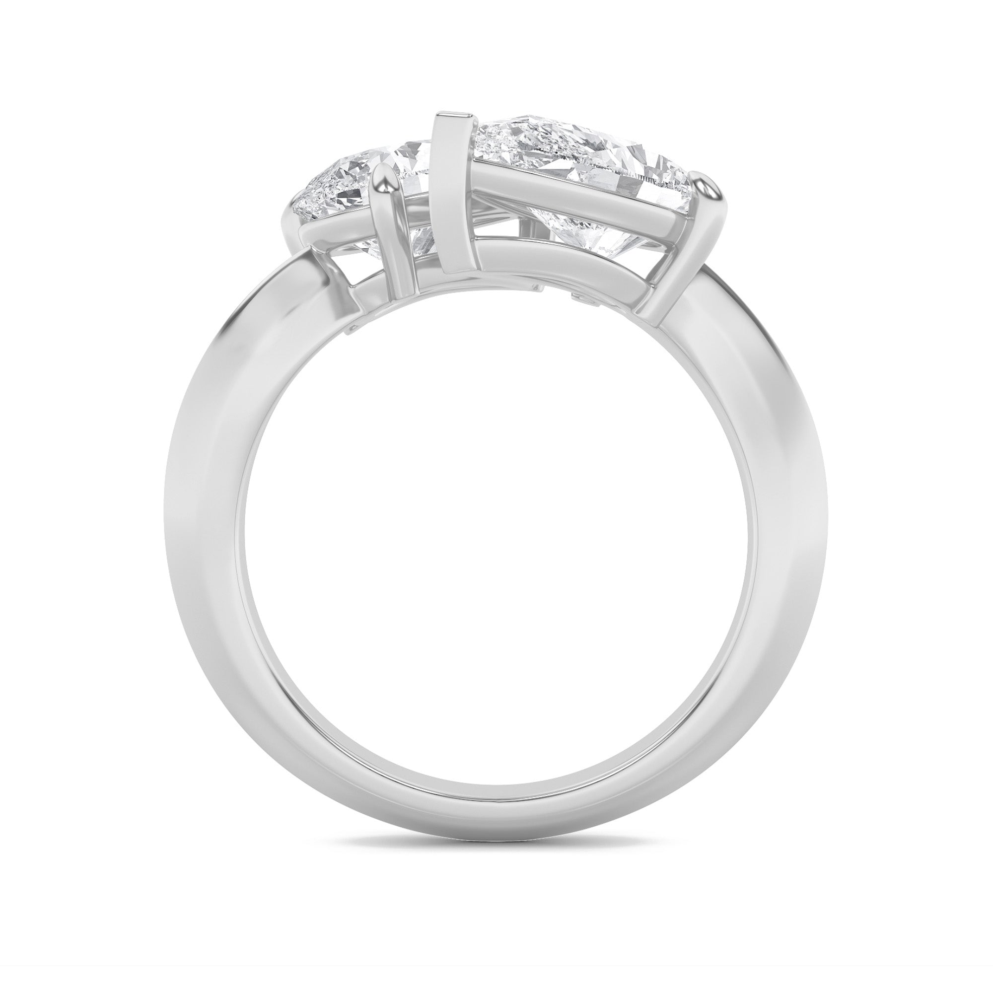 3CTW Pear Shaped Lab Grown Diamond (G/VS) Toi et Moi Engagement Ring in 14K Gold