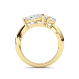 3CTW Pear Shaped Lab Grown Diamond (G/VS) Toi et Moi Engagement Ring in 14K Gold