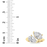 3CTW Pear Shaped Lab Grown Diamond (G/VS) Toi et Moi Engagement Ring in 14K Gold
