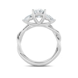 2CTW Oval Shaped Lab Grown Diamond (F/VS) Three Stone Twisted Band Engagement Ring in 14K Gold