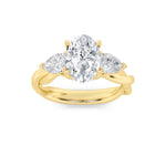2CTW Oval Shaped Lab Grown Diamond (F/VS) Three Stone Twisted Band Engagement Ring in 14K Gold