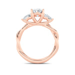 2CTW Oval Shaped Lab Grown Diamond (F/VS) Three Stone Twisted Band Engagement Ring in 14K Gold