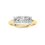 0.75CTW Round Shaped Lab Grown Diamond (F/VS) Three Stone Band Ring in 14K Gold