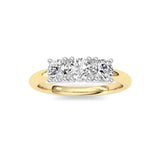 0.75CTW Round Shaped Lab Grown Diamond (F/VS) Three Stone Band Ring in 14K Gold