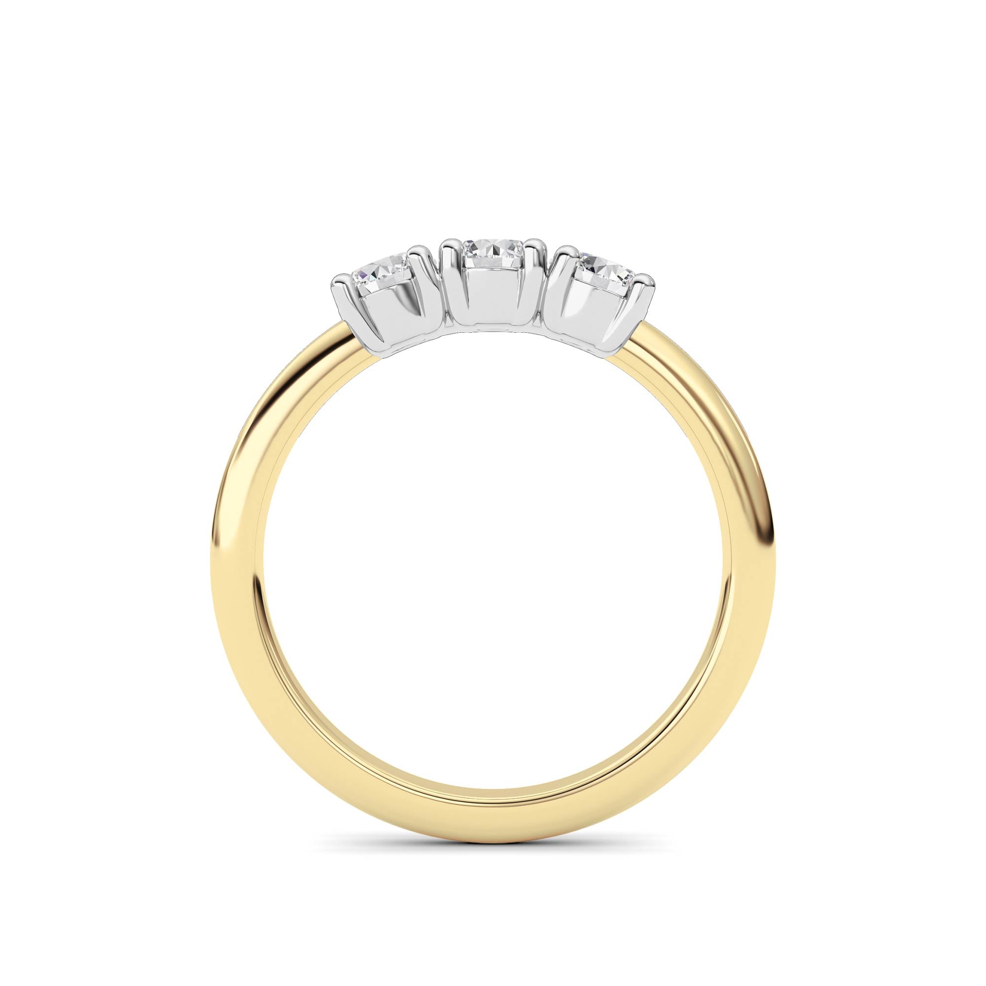 0.75CTW Round Shaped Lab Grown Diamond (F/VS) Three Stone Band Ring in 14K Gold