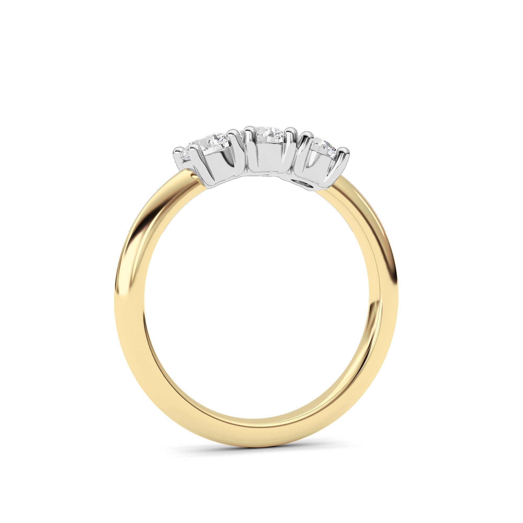 0.75CTW Round Shaped Lab Grown Diamond (F/VS) Three Stone Band Ring in 14K Gold