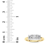 0.75CTW Round Shaped Lab Grown Diamond (F/VS) Three Stone Band Ring in 14K Gold