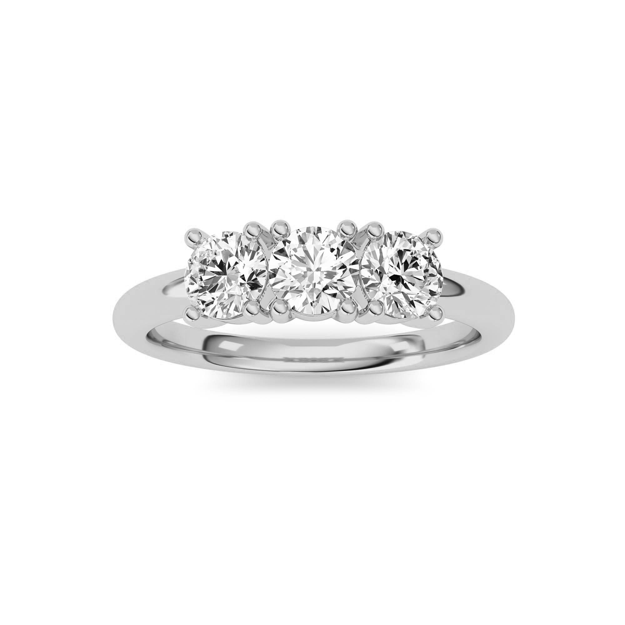 0.75CTW Round Shaped Lab Grown Diamond (F/VS) Three Stone Band Ring in 14K Gold