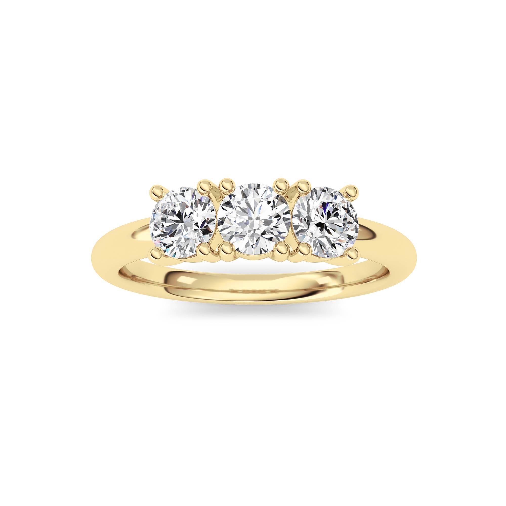 0.75CTW Round Shaped Lab Grown Diamond (F/VS) Three Stone Band Ring in 14K Gold