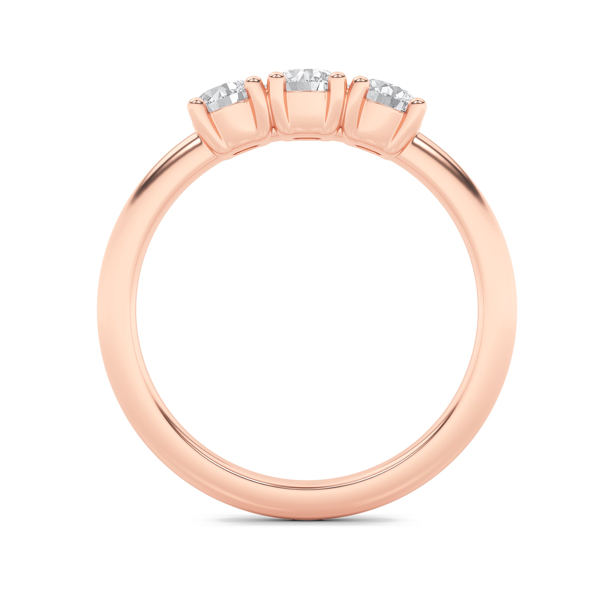 0.75CTW Round Shaped Lab Grown Diamond (F/VS) Three Stone Band Ring in 14K Gold