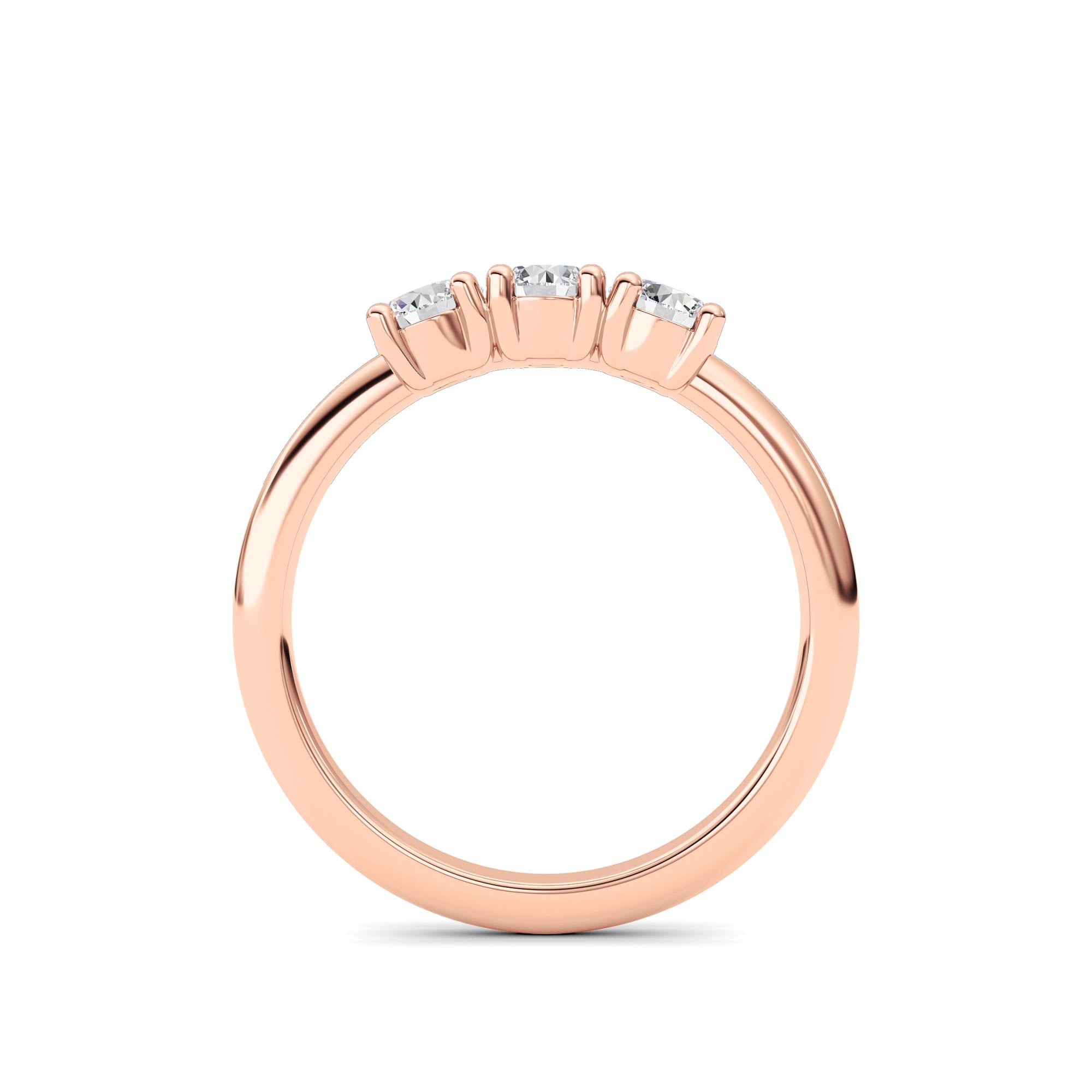 0.75CTW Round Shaped Lab Grown Diamond (F/VS) Three Stone Band Ring in 14K Gold