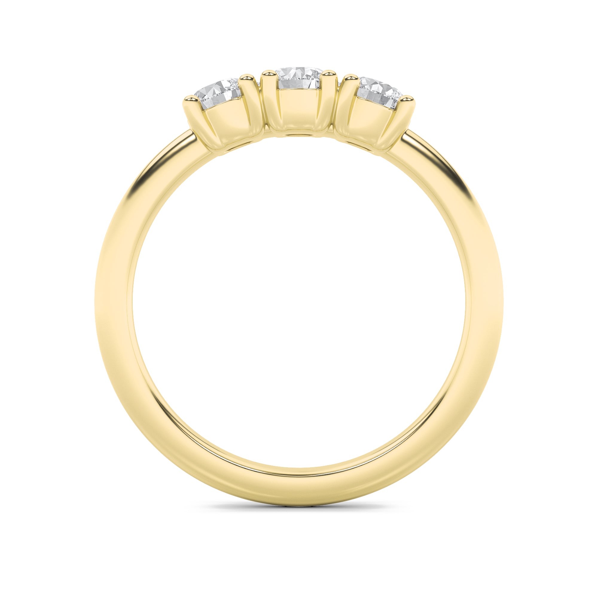 1CTW Round Shaped Lab Grown Diamond (F/VS) Three Stone Band Ring in 14K Gold