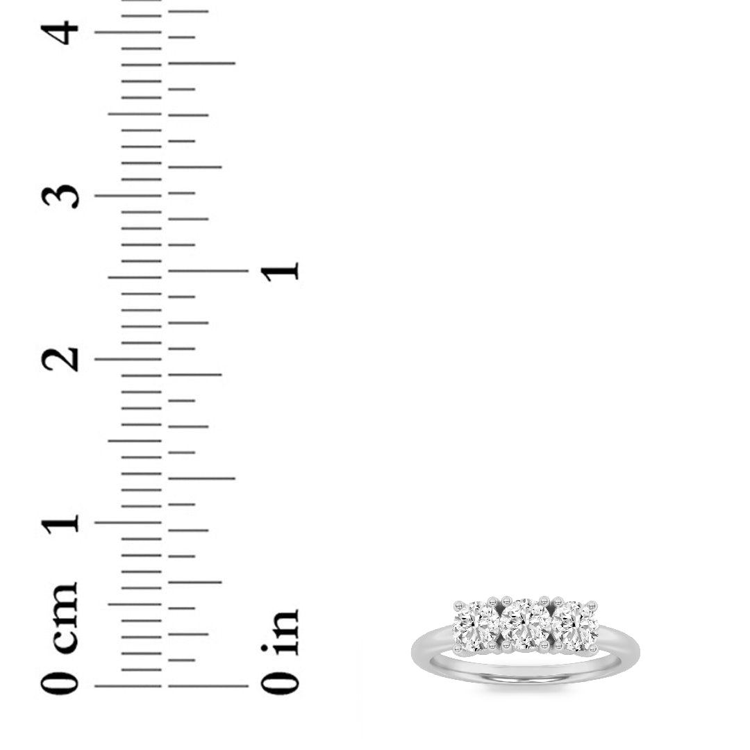 1.5CTW Round Shaped Lab Grown Diamond (F/VS) Three Stone Band Ring in 14K Gold