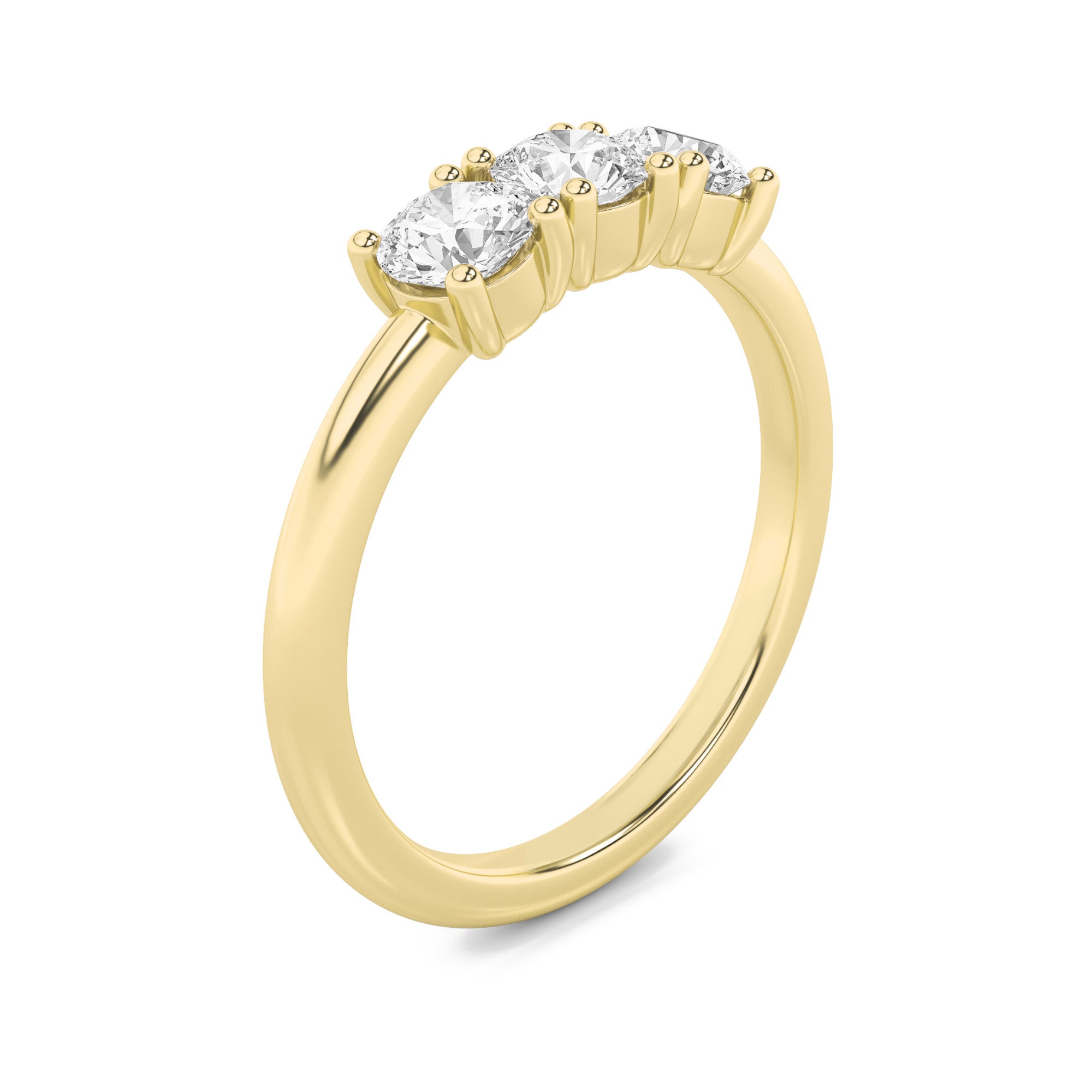 1.5CTW Round Shaped Lab Grown Diamond (F/VS) Three Stone Band Ring in 14K Gold