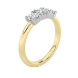 2CTW Round Shaped Lab Grown Diamond (G/VS) Three Stone Band Ring in 14K Gold