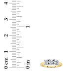 2CTW Round Shaped Lab Grown Diamond (G/VS) Three Stone Band Ring in 14K Gold