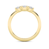 3CTW Round Shaped Lab Grown Diamond (F/VS) Three Stone Band Ring in 14K Gold