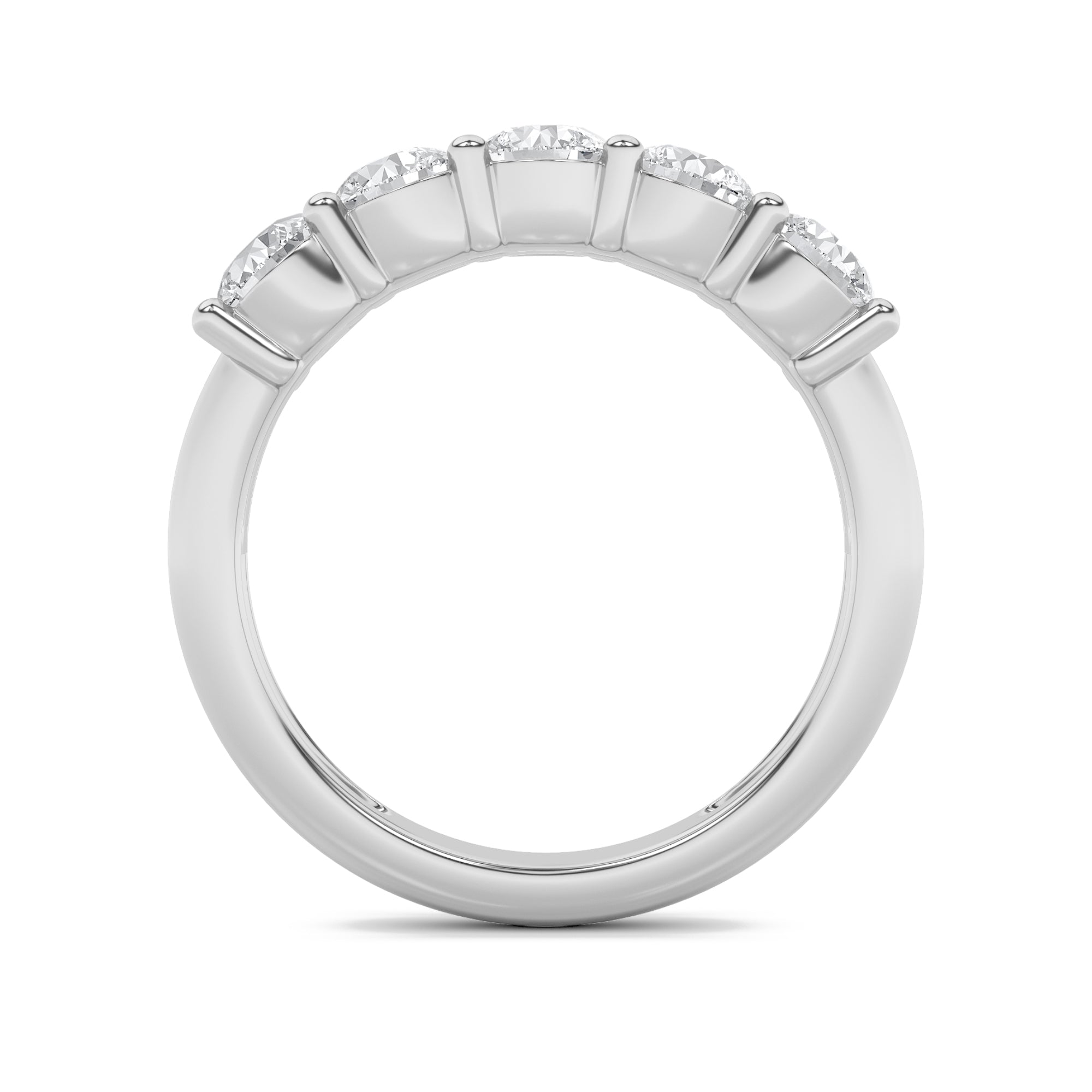 3CTW Round Shaped Lab Grown Diamond (F/VS) Five Stone Band Ring in 14K White Gold