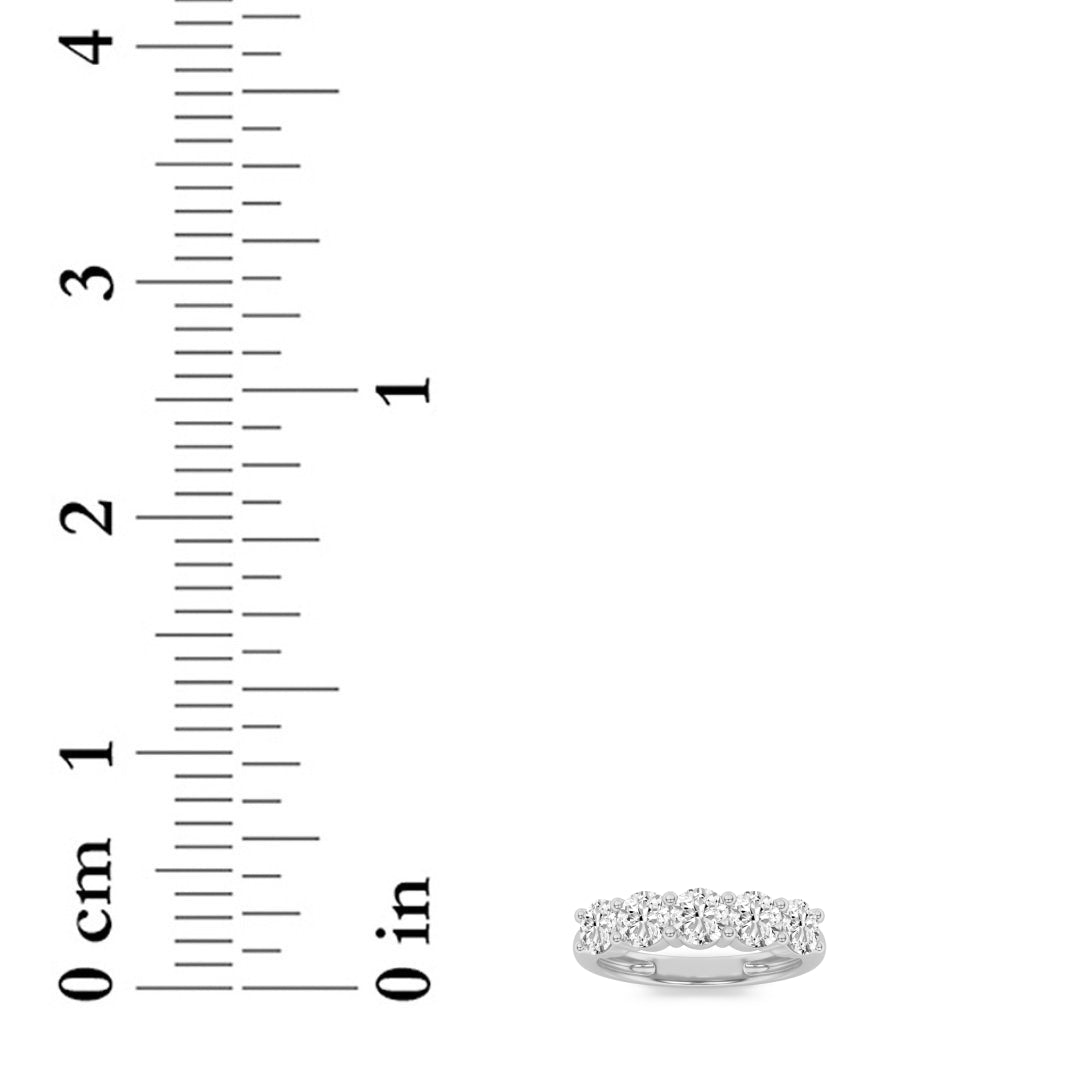 1.5CTW Round Shaped Lab Grown Diamond (F/VS) Five Stone Band Ring in 14K Gold