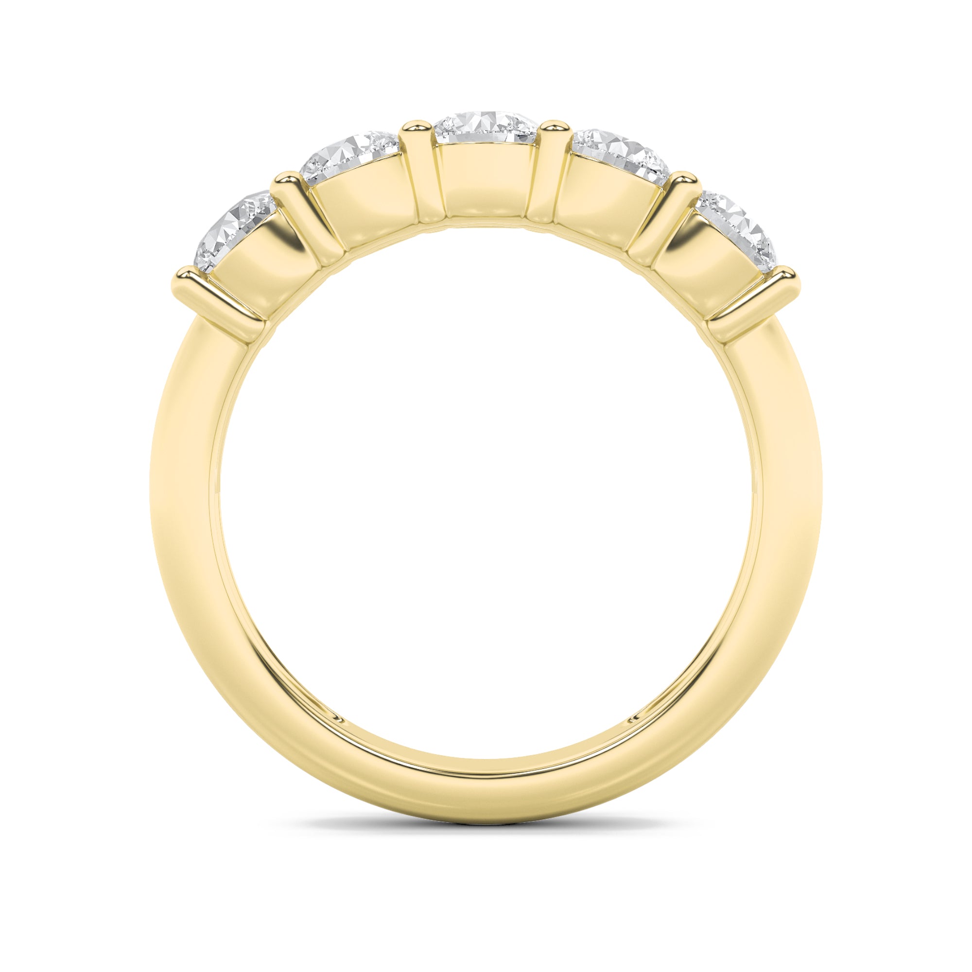 1.5CTW Round Shaped Lab Grown Diamond (F/VS) Five Stone Band Ring in 14K Gold