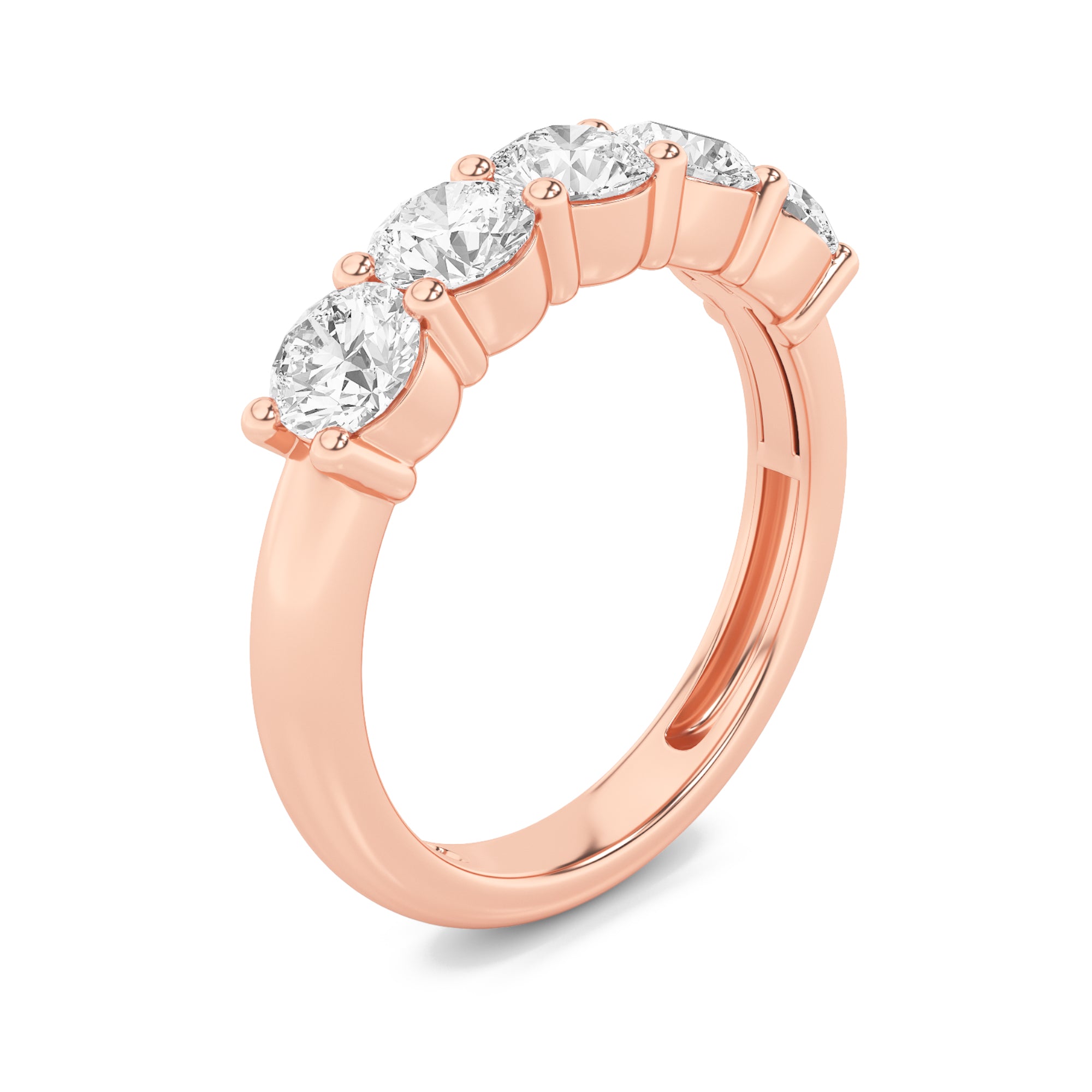 1.5CTW Round Shaped Lab Grown Diamond (F/VS) Five Stone Band Ring in 14K Gold