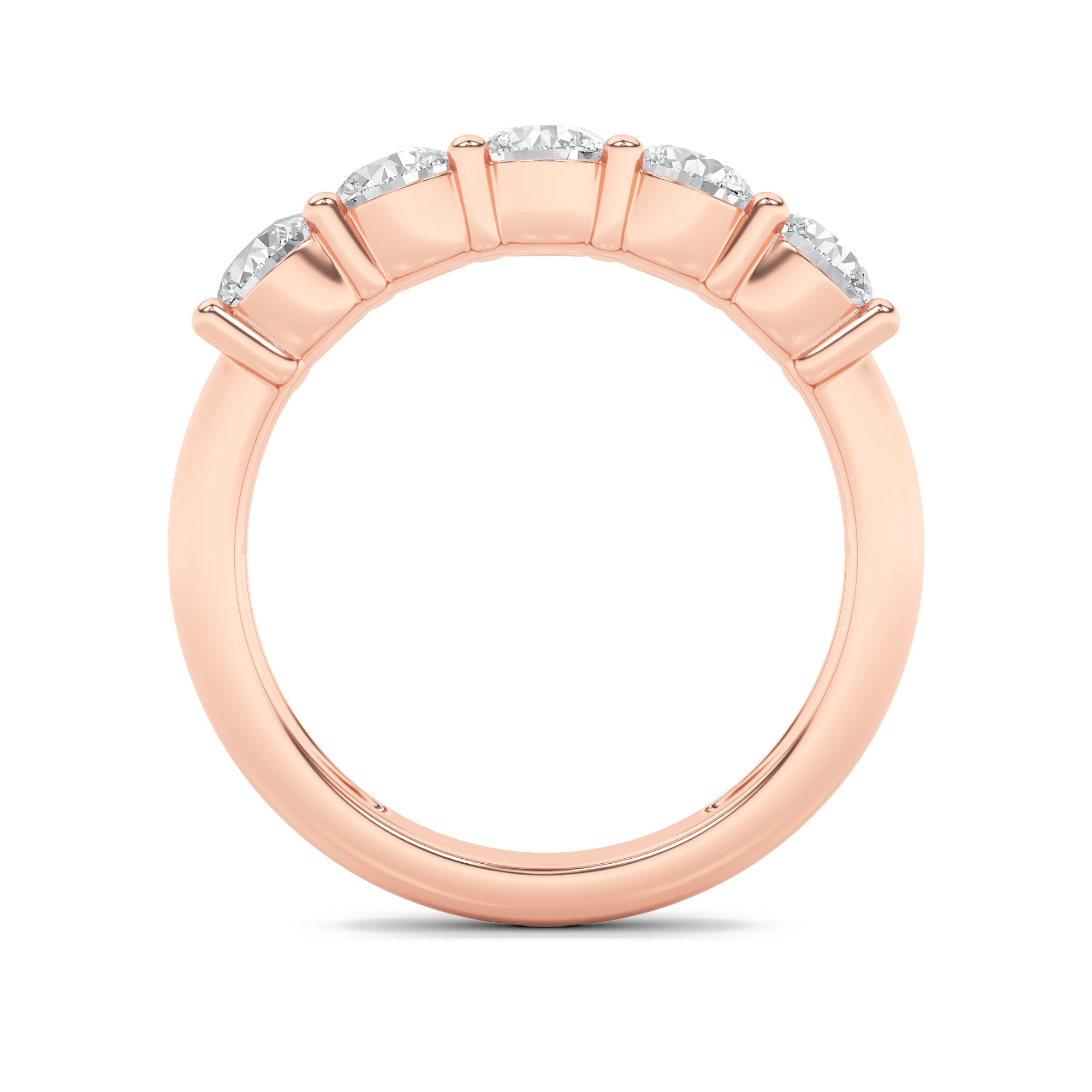 1.5CTW Round Shaped Lab Grown Diamond (F/VS) Five Stone Band Ring in 14K Gold