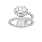 1CTW Oval Shaped Lab Grown Diamond (F/VS) Halo Accented Fashion Ring in 14K Gold