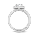 1CTW Oval Shaped Lab Grown Diamond (F/VS) Halo Accented Fashion Ring in 14K Gold