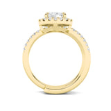 1CTW Oval Shaped Lab Grown Diamond (F/VS) Halo Accented Fashion Ring in 14K Gold