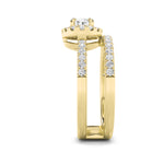 1CTW Oval Shaped Lab Grown Diamond (F/VS) Halo Accented Fashion Ring in 14K Gold
