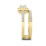 1CTW Oval Shaped Lab Grown Diamond (F/VS) Halo Accented Fashion Ring in 14K Gold