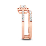 1CTW Oval Shaped Lab Grown Diamond (F/VS) Halo Accented Fashion Ring in 14K Gold