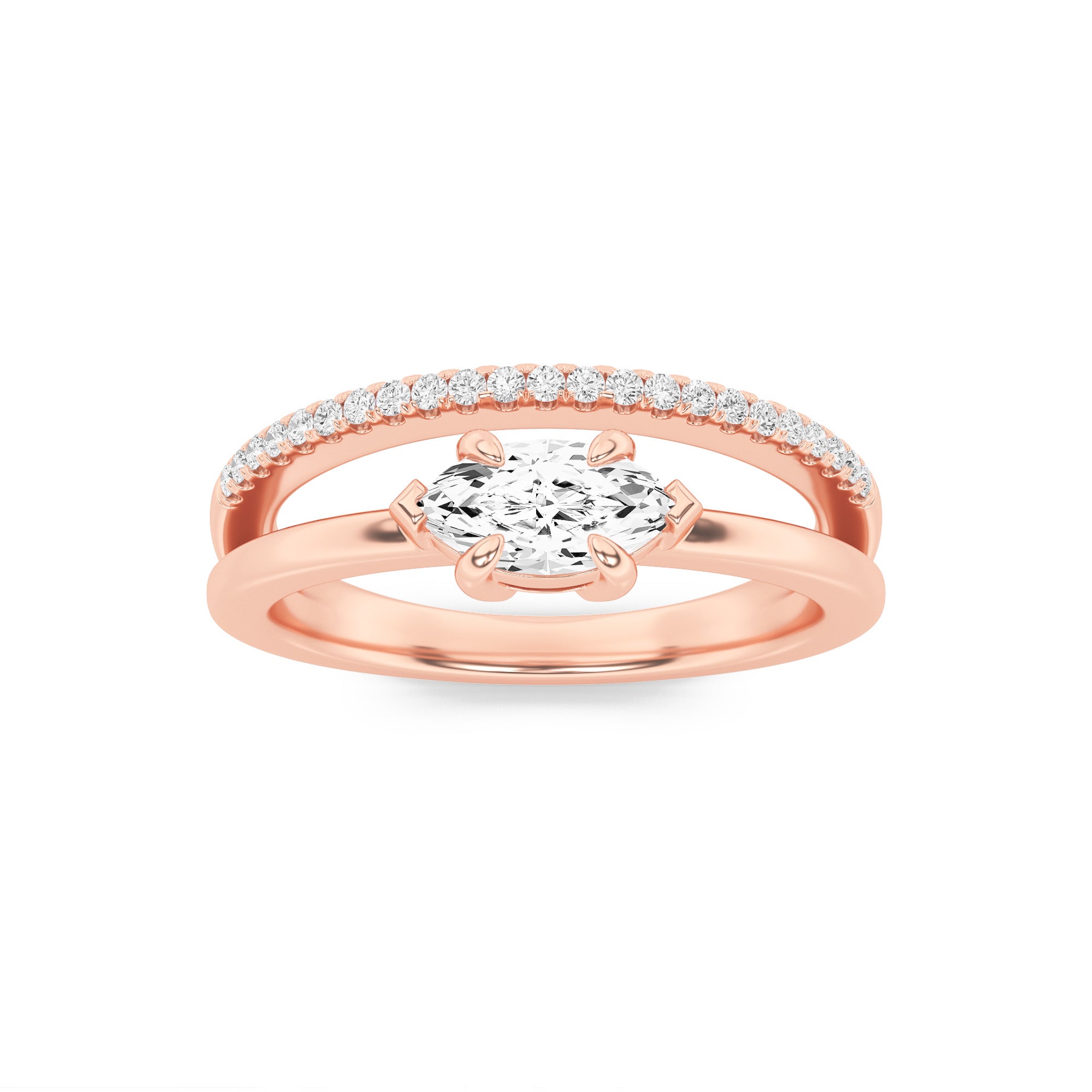 0.5CTW Marquise Shaped Lab Grown Diamond (F/VS) Fashion Ring in 14K Gold