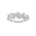 1.33CTW Mix Shaped Lab Grown Diamond (F/VS) Five StoneHalo Fashion Ring in 14K Gold