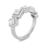1.33CTW Mix Shaped Lab Grown Diamond (F/VS) Five StoneHalo Fashion Ring in 14K Gold