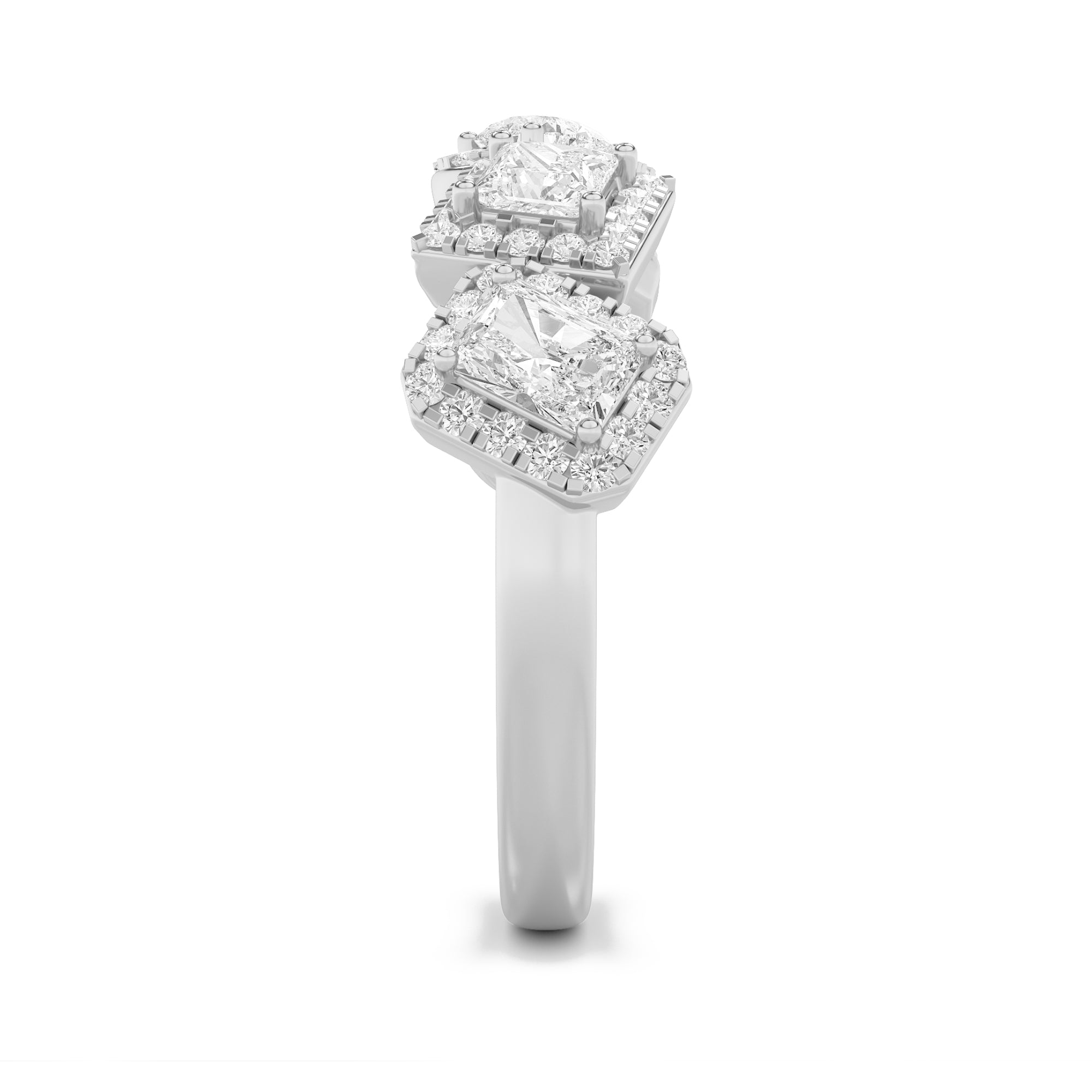 1.33CTW Mix Shaped Lab Grown Diamond (F/VS) Five StoneHalo Fashion Ring in 14K Gold