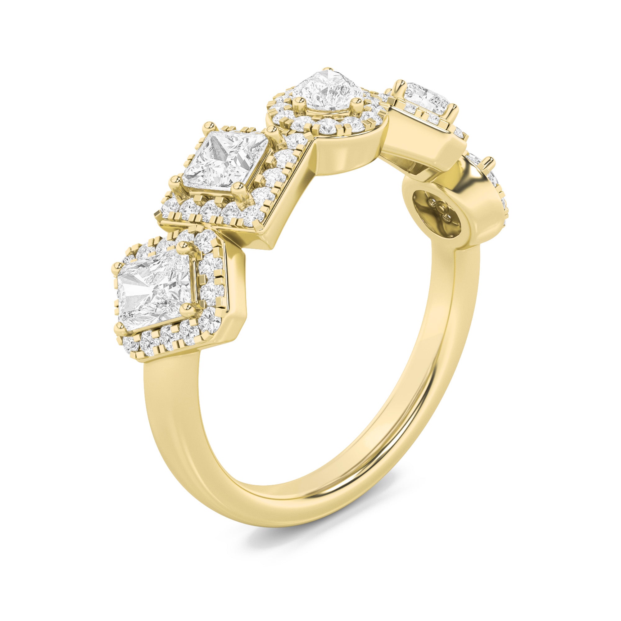 1.5CTW Mix Shaped Lab Grown Diamond (F/VS) Five Stone Ring in 14K Gold