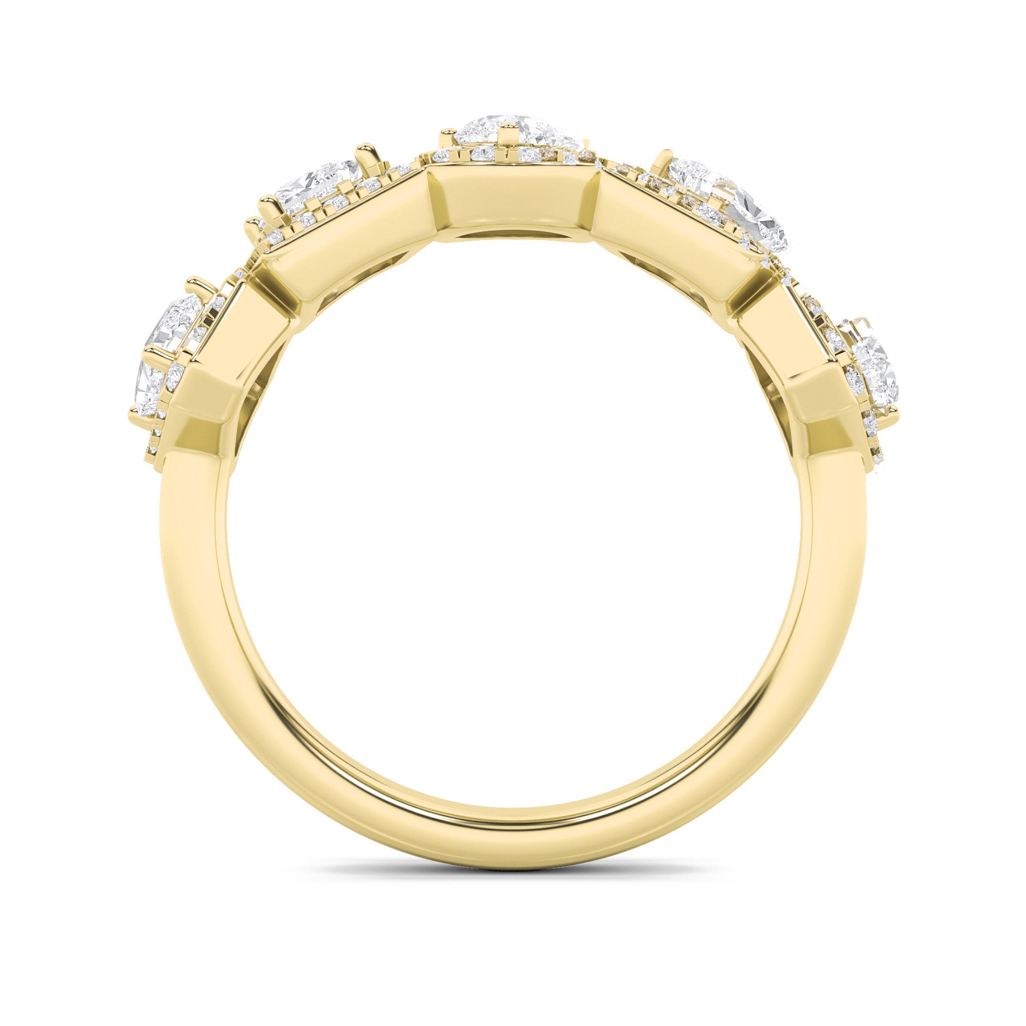 1.5CTW Mix Shaped Lab Grown Diamond (F/VS) Five Stone Ring in 14K Gold