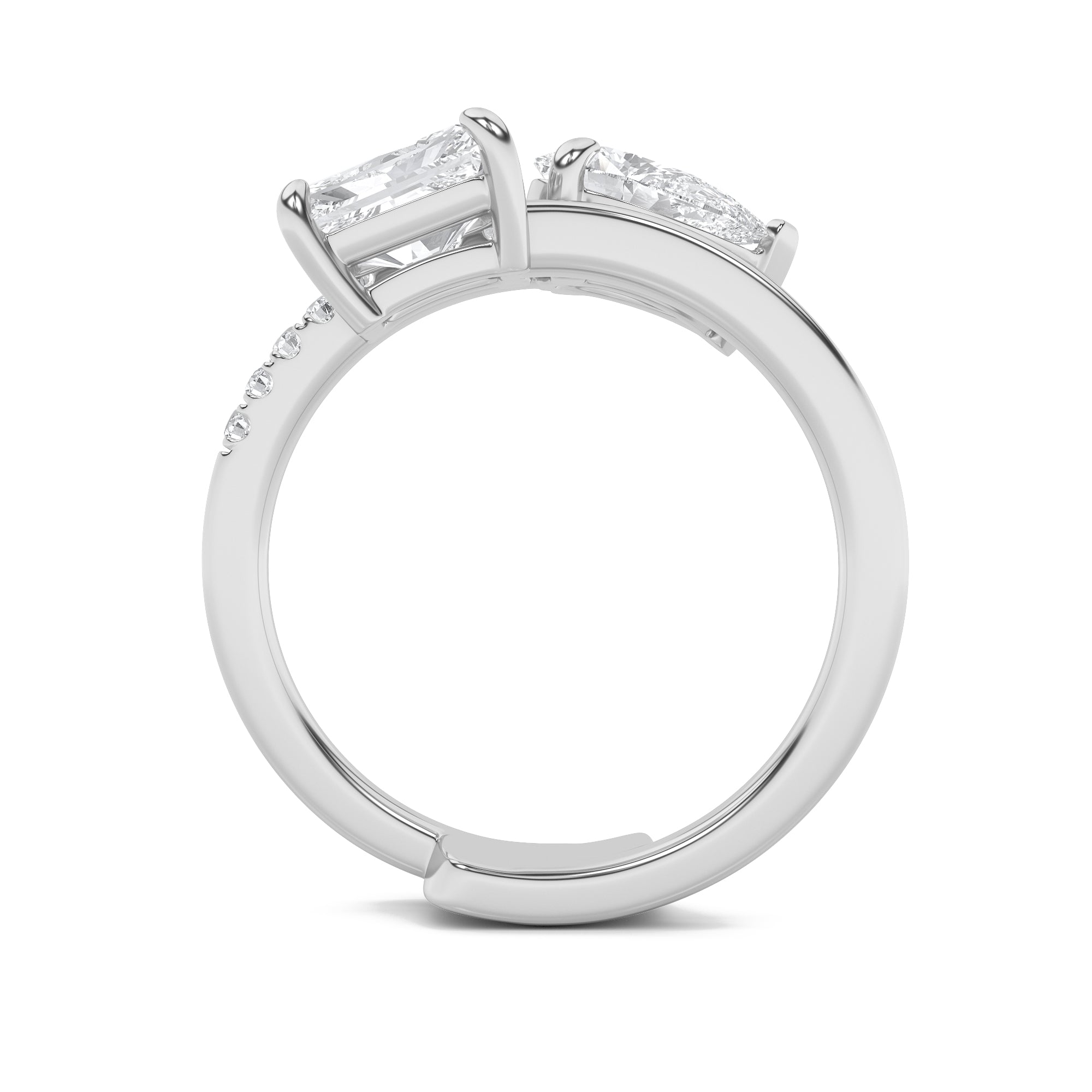 1.5CTW Pear Shaped Lab Grown Diamond (F/VS) Toi et Moi Fashion Ring in 14K Gold
