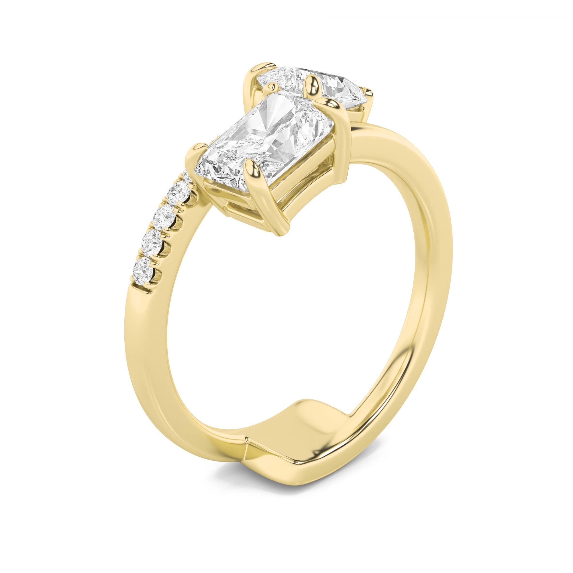1.5CTW Pear Shaped Lab Grown Diamond (F/VS) Toi et Moi Fashion Ring in 14K Gold