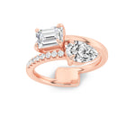 1.5CTW Pear Shaped Lab Grown Diamond (F/VS) Toi et Moi Fashion Ring in 14K Gold