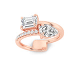 1.5CTW Pear Shaped Lab Grown Diamond (F/VS) Toi et Moi Fashion Ring in 14K Gold