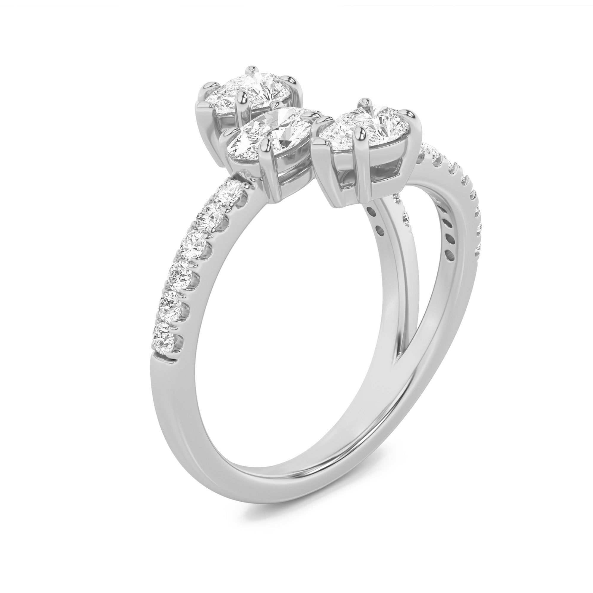 1CTW Oval Shaped Lab Grown Diamond (F/VS) Three Stone Fashion Ring in 14K Gold