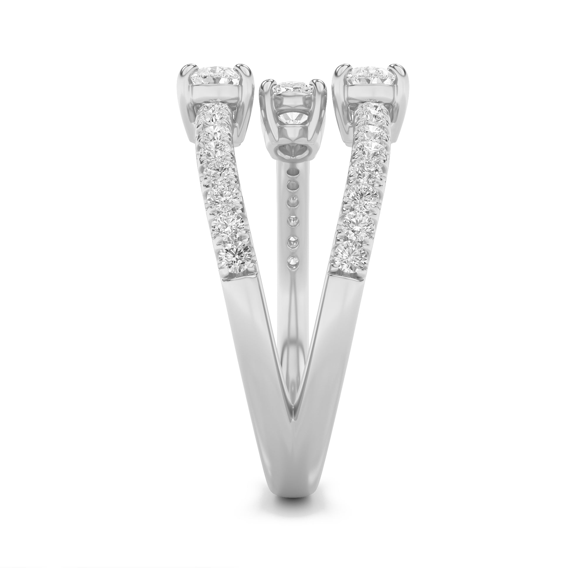 1CTW Oval Shaped Lab Grown Diamond (F/VS) Three Stone Fashion Ring in 14K Gold