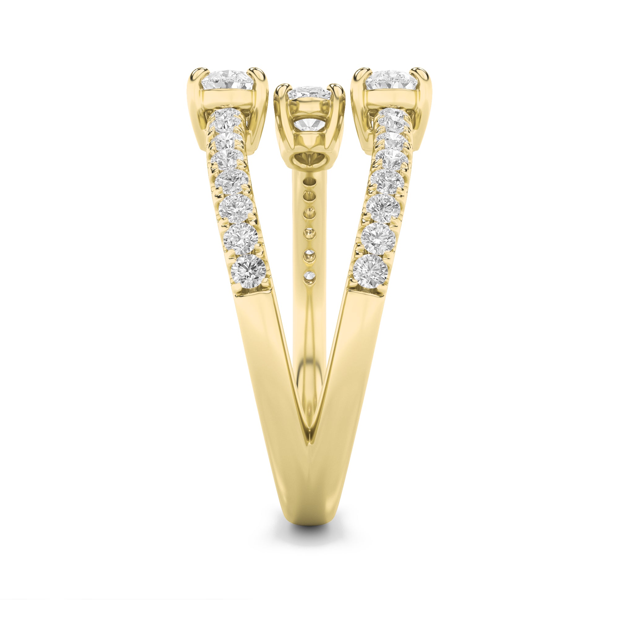1CTW Oval Shaped Lab Grown Diamond (F/VS) Three Stone Fashion Ring in 14K Gold