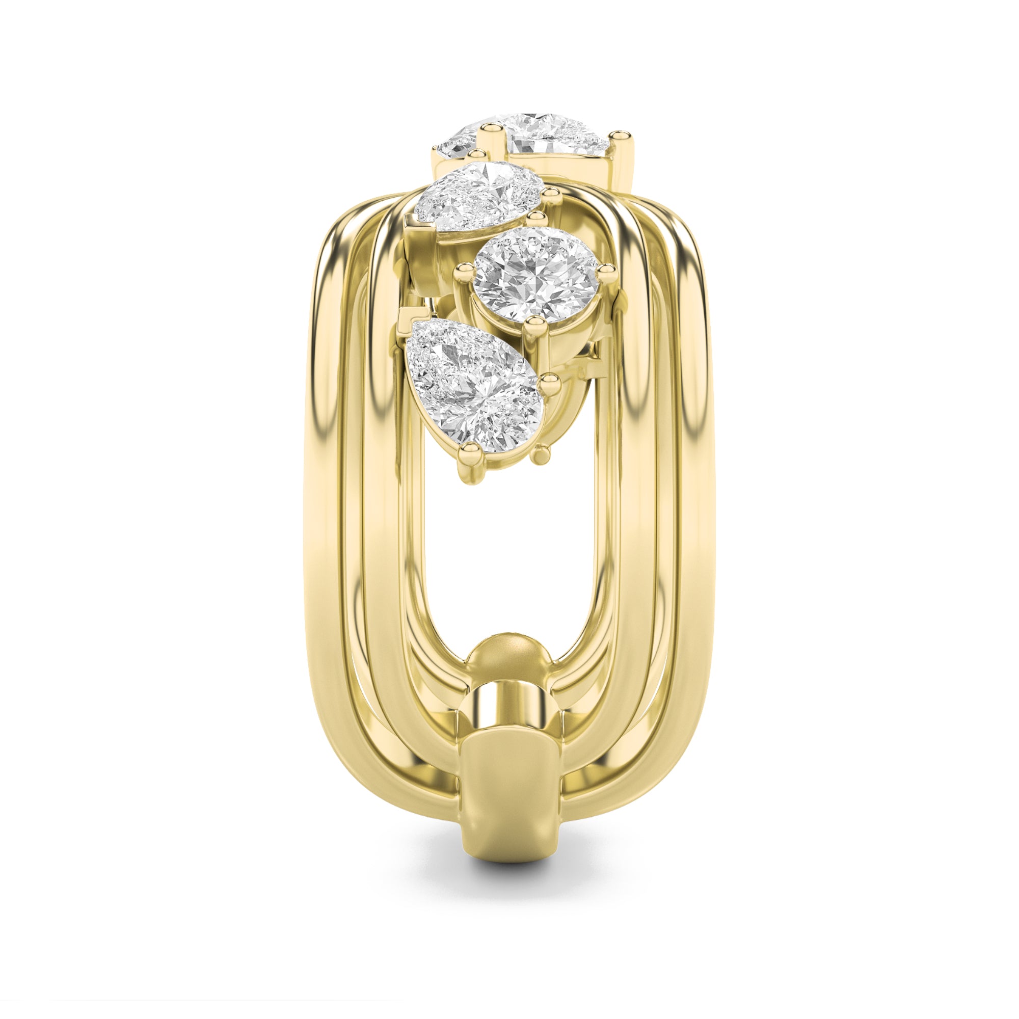 2CTW Pear Shaped Lab Grown Diamond (F/VVS) Seven Stone Fashion Ring in 14K Gold