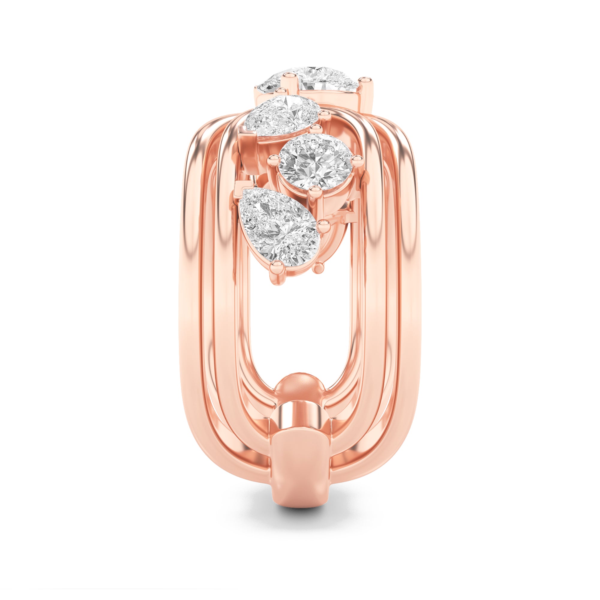 2CTW Pear Shaped Lab Grown Diamond (F/VVS) Seven Stone Fashion Ring in 14K Gold