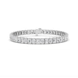15CTW Emerald Shaped Lab Grown Diamond (F/VS) Bracelet in 14K White Gold