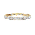 15CTW Emerald Shaped Lab Grown Diamond (F/VS) Bracelet in 14K Yellow Gold