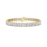 15CTW Emerald Shaped Lab Grown Diamond (F/VS) Bracelet in 14K Yellow Gold